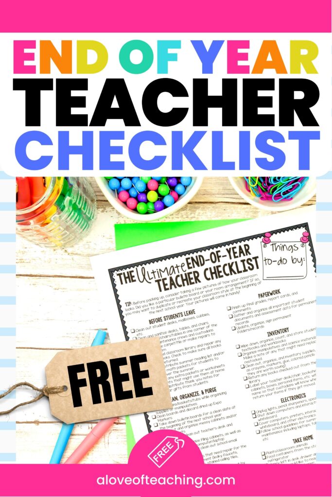 Free Download Printable End of Year Teacher Checklist