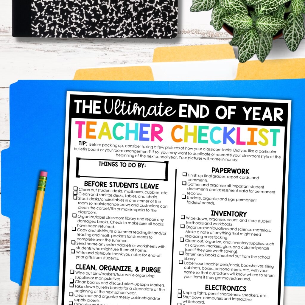 Free End of Year Teacher Checklist Printable