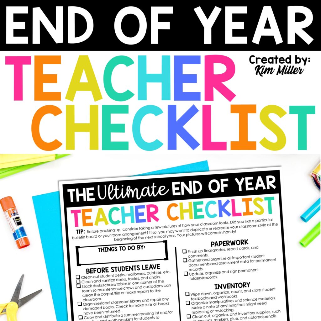 Free Download End of Year Teacher Checklist