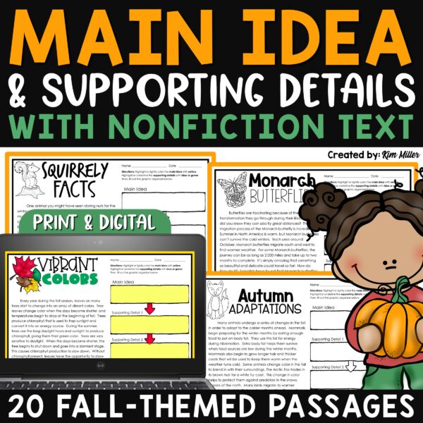 main idea and supporting details activities for fall
