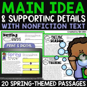 Teaching Main Idea with Spring Main Idea and Supporting Details Activities