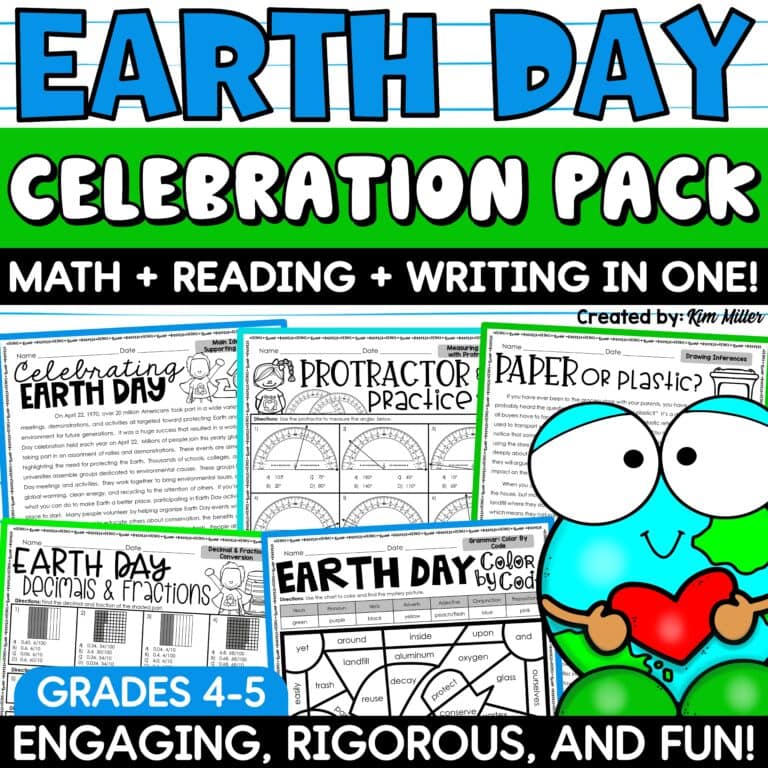 Spring Activities Earth Day Math Reading Comprehension Passages Writing Prompts
