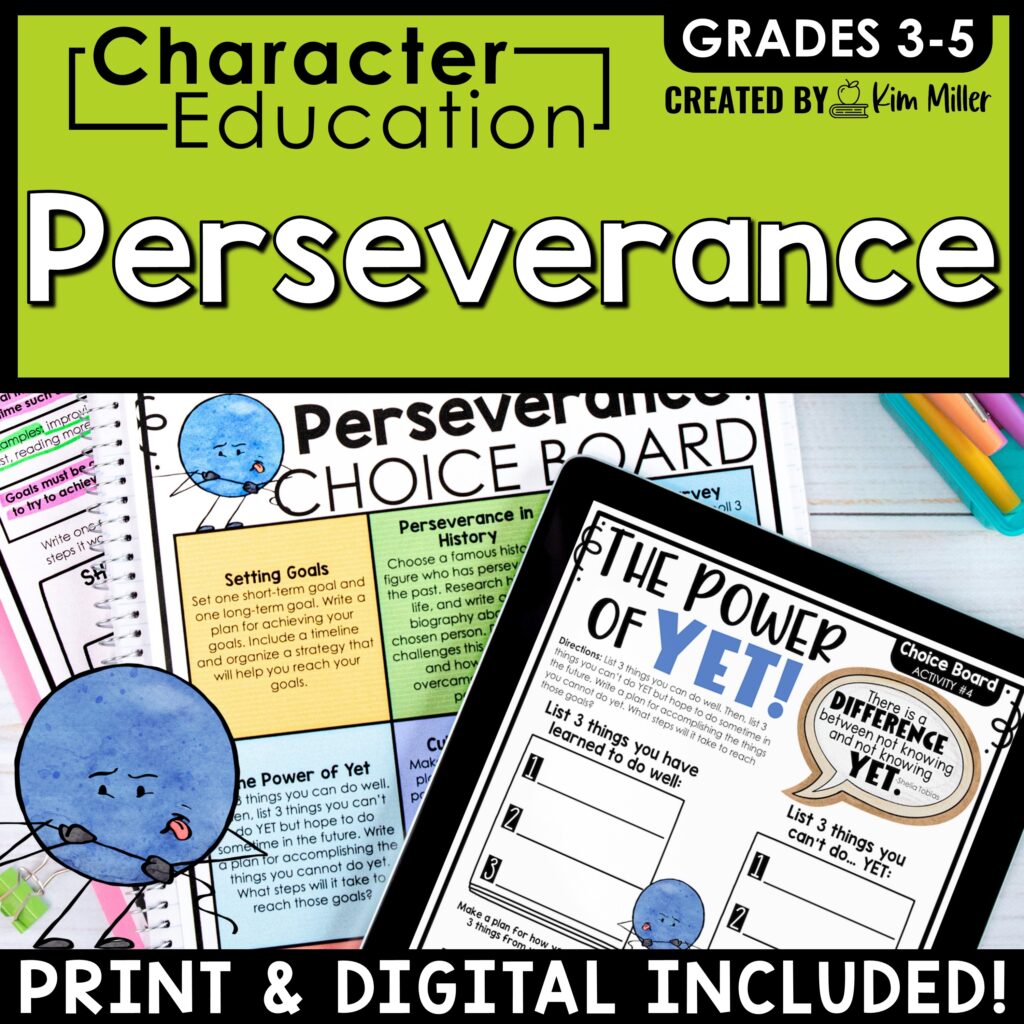 Character Education Social Emotional Learning SEL Activities Perseverance
