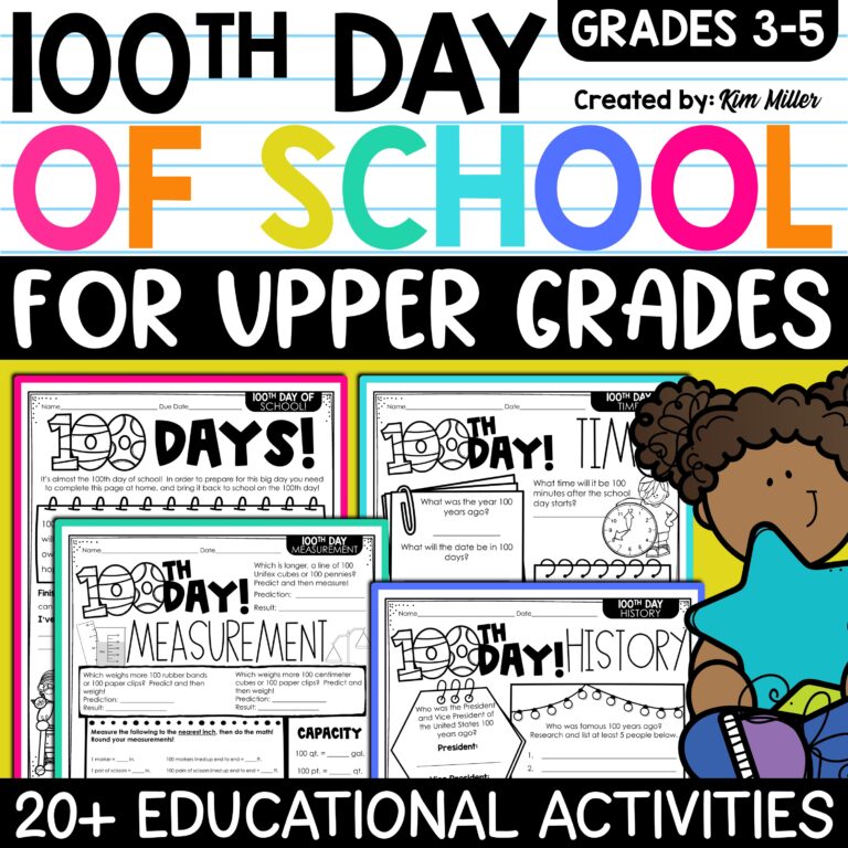 100th Day of School Activities for 3rd 4th 5th Grade