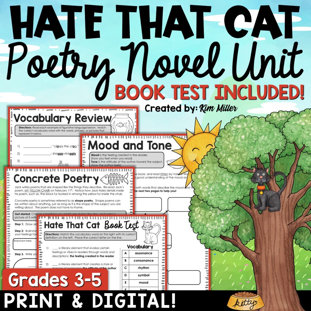 Hate That Cat Poetry Novel Unit