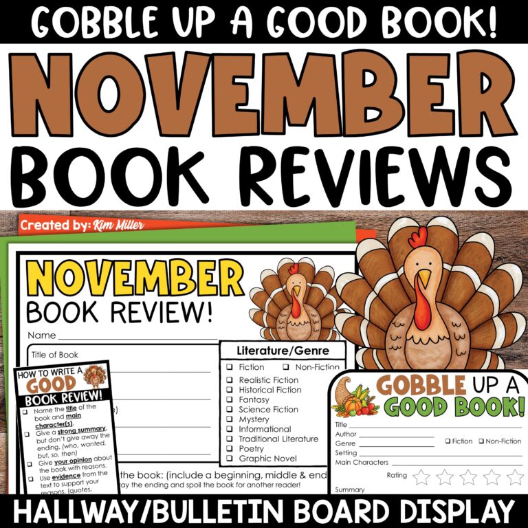 Thanksgiving Activities November Bulletin Board Book Report Review Template