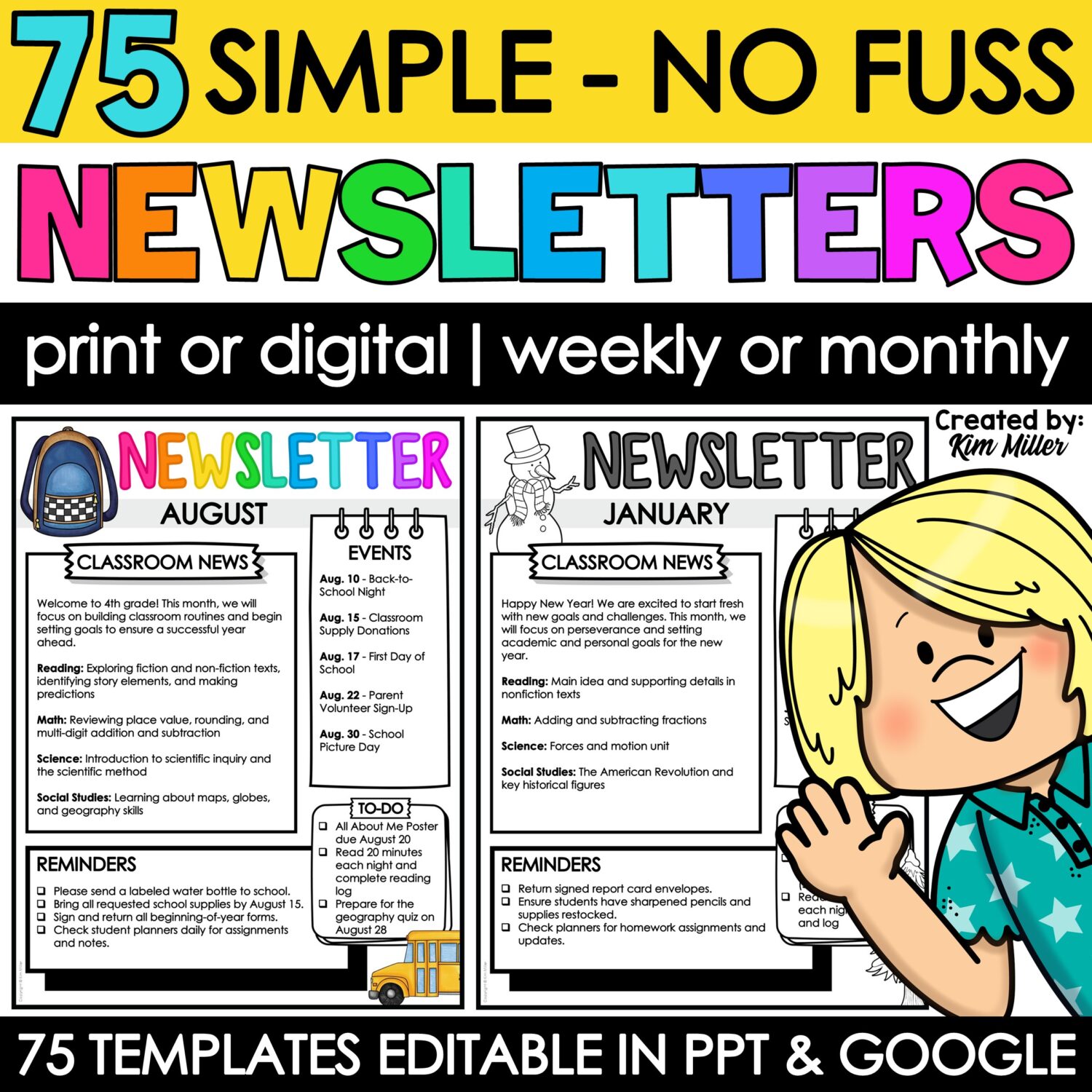 Editable Classroom Newsletter Templates Weekly Monthly Parent Communication