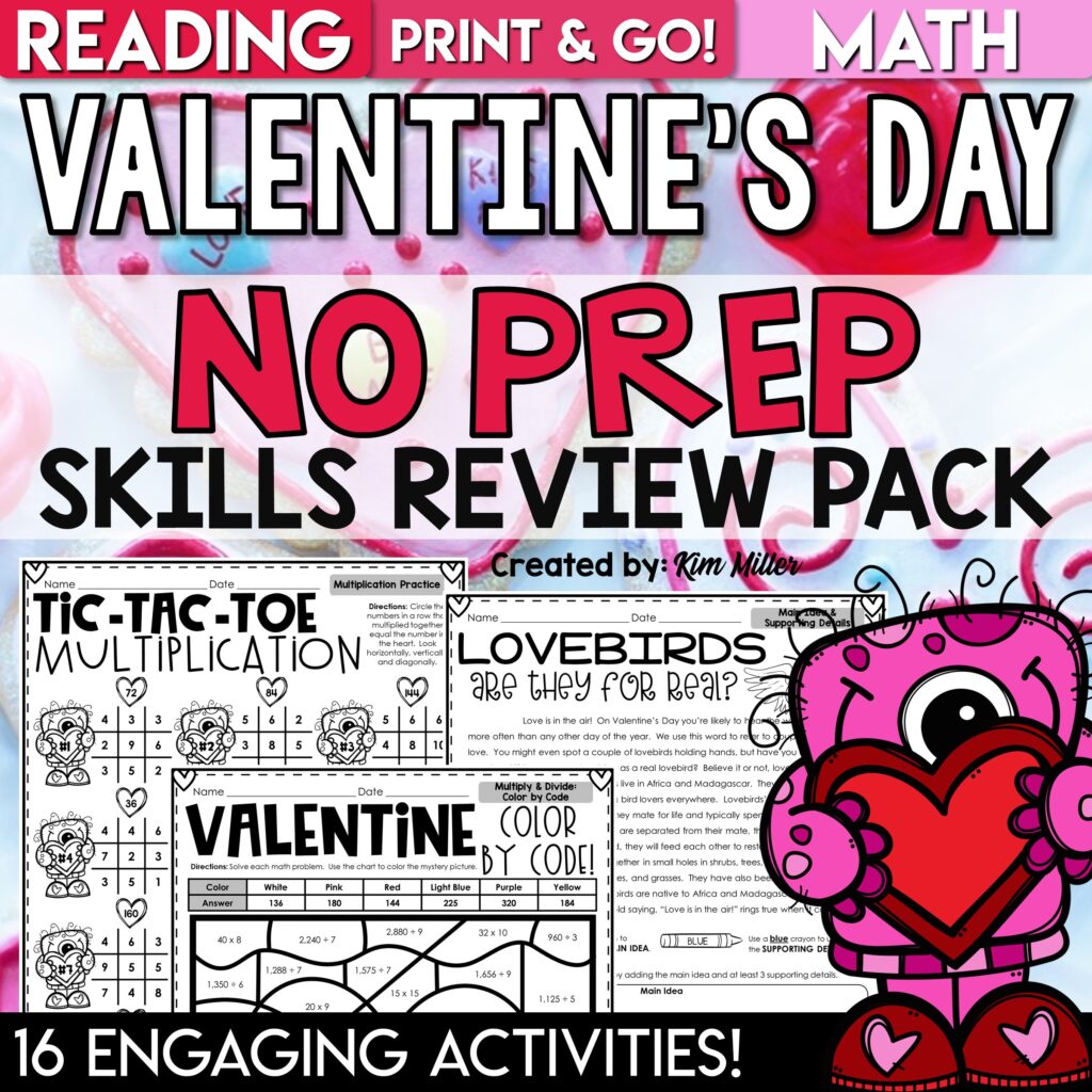 Valentine's Day Activities Skills Review Pack