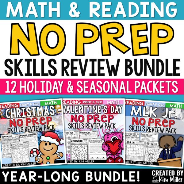 Math and Reading No Prep Activities Bundle