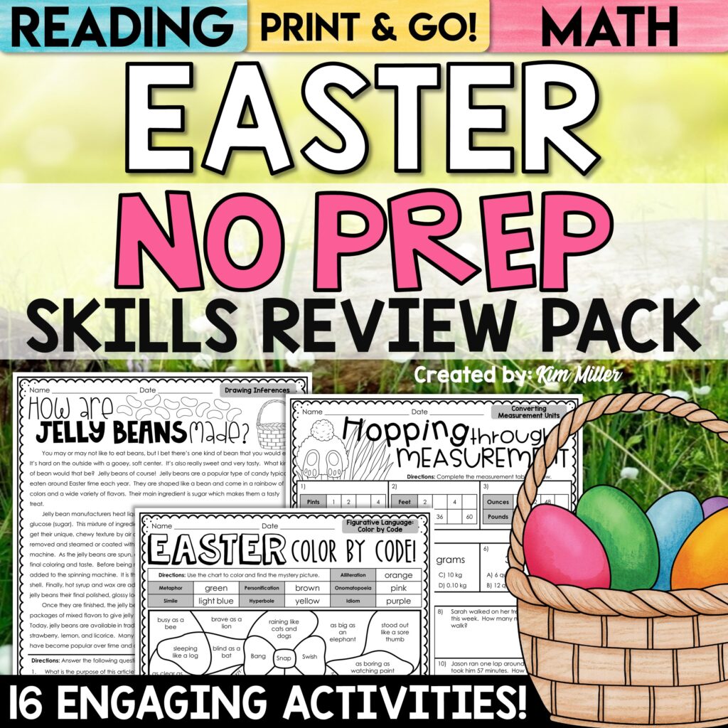 No Prep Easter Activities Skills Review Pack