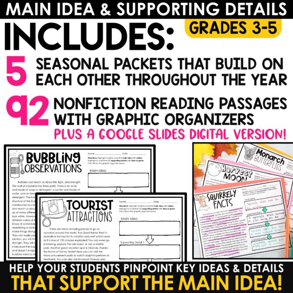 Main Idea and Supporting Details Bundle