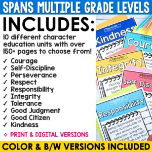 Character Education Traits Activities Year Long Bundle | Supports SEL Curriculum