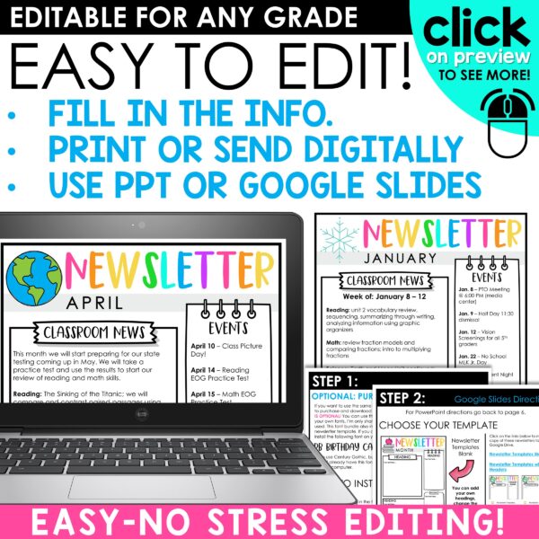 Editable Classroom Newsletters