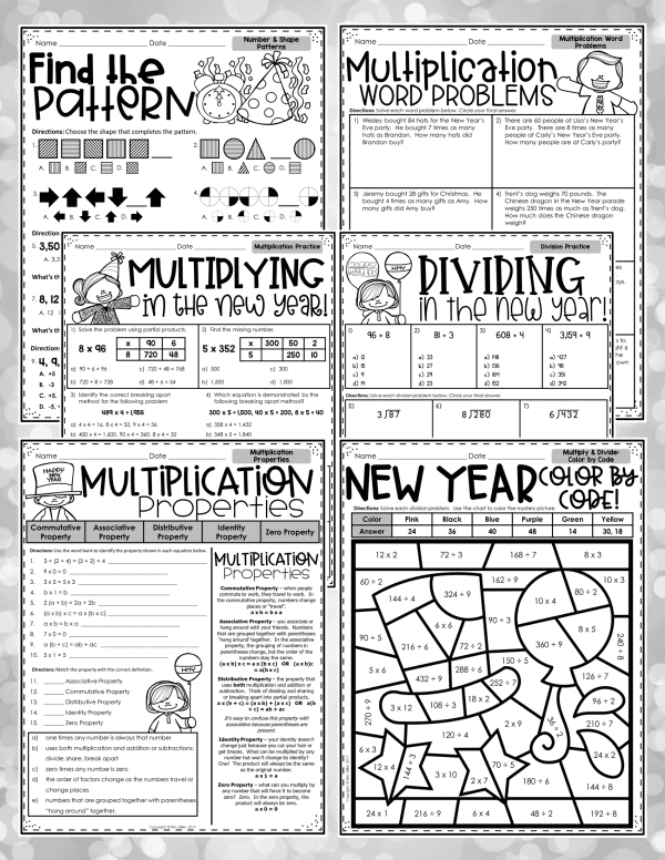 New Year Reading and Math Activities