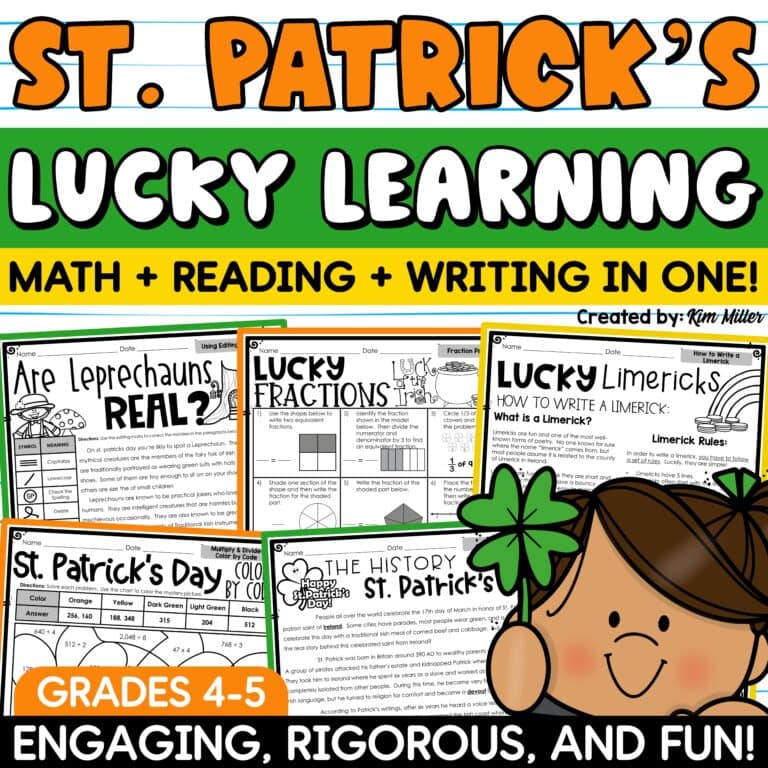 St. Patrick's Day Activities Math Reading Comprehension Writing Worksheets