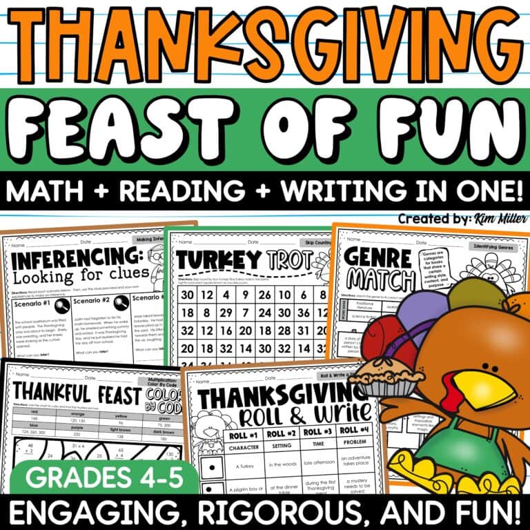 Thanksgiving Activities Math Reading Comprehension Writing No Prep Worksheets
