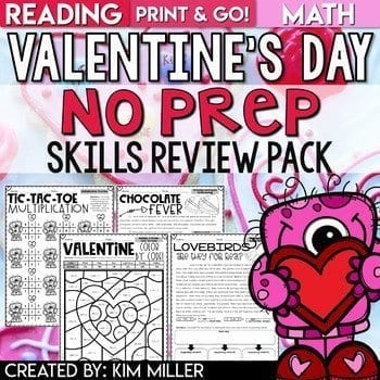 Valentine's Day No Prep Skills Review Pack