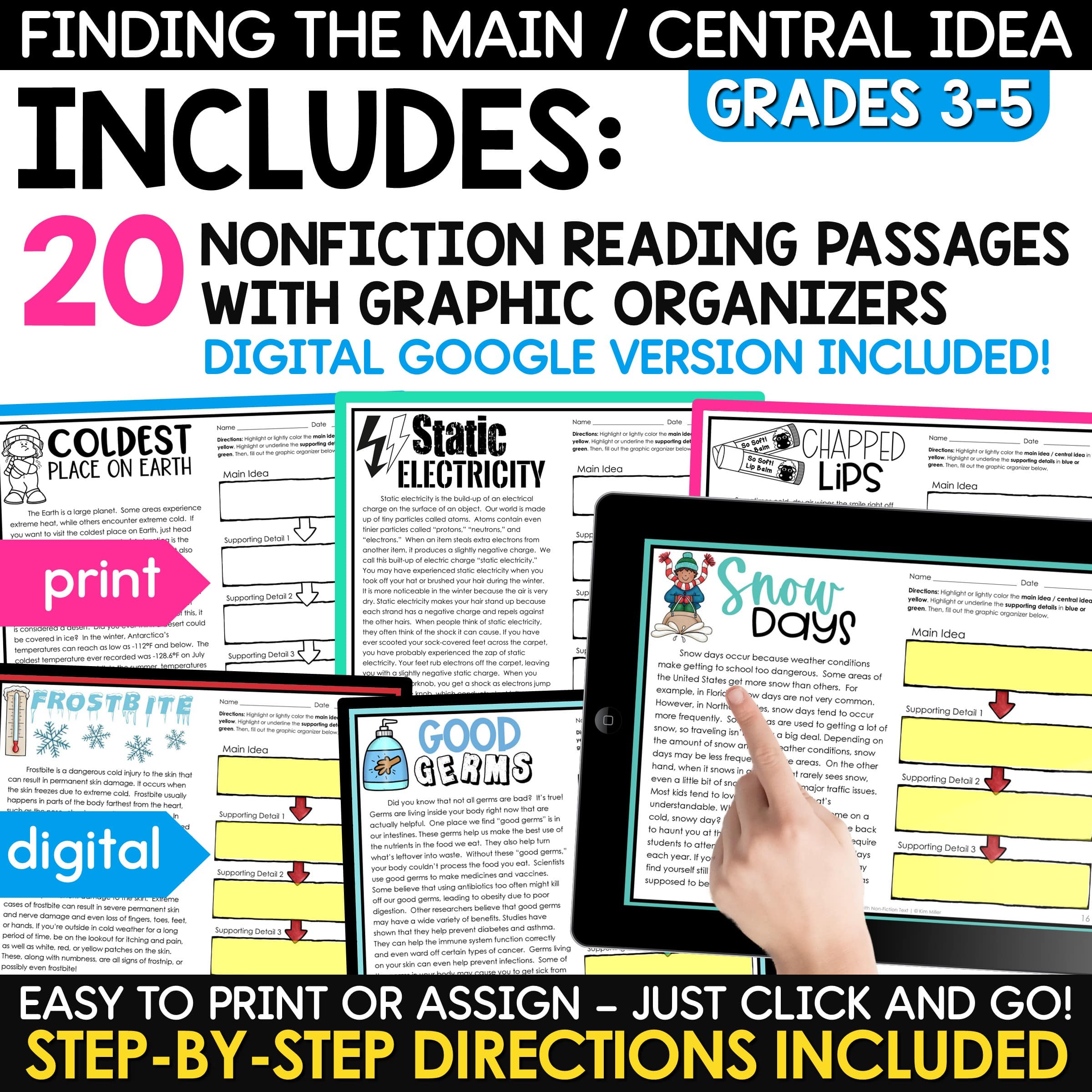 Winter Main Idea and Supporting Details Reading Passages Graphic Organizers - Image 2