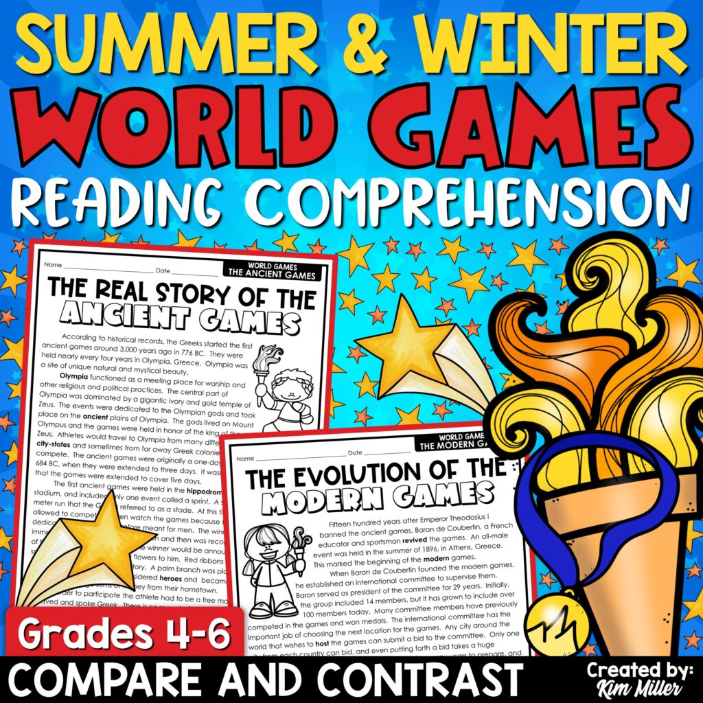 Olympics Summer and Winter Reading Comprehension Activities