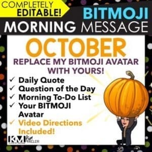 October Morning Message Slides Bitmoji | Writing Prompts | EDITABLE