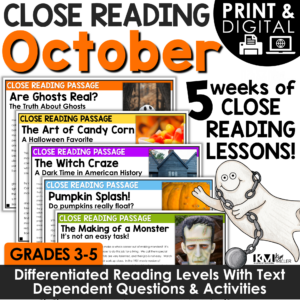 Close Reading Comprehension Passages Halloween Activities October Bundle