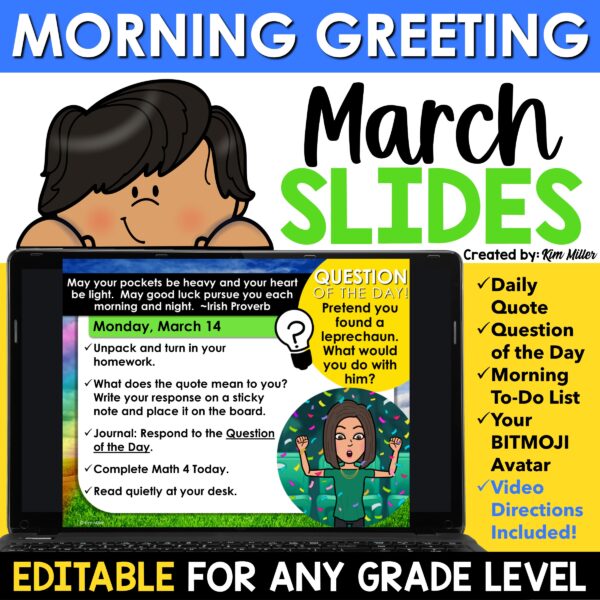March Morning Meeting Daily Agenda Slides