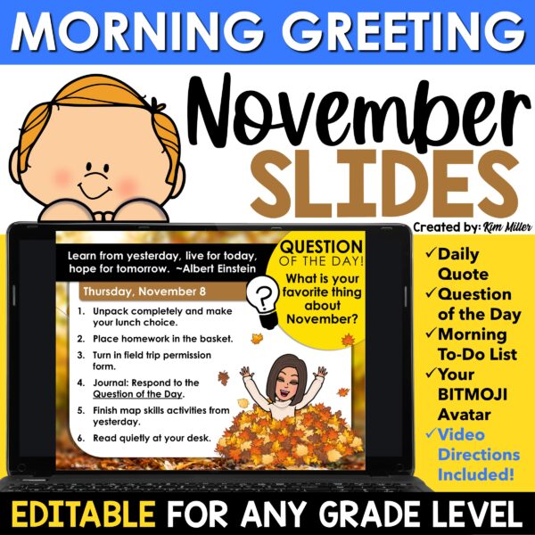 November Morning Meeting Daily Agenda Slides