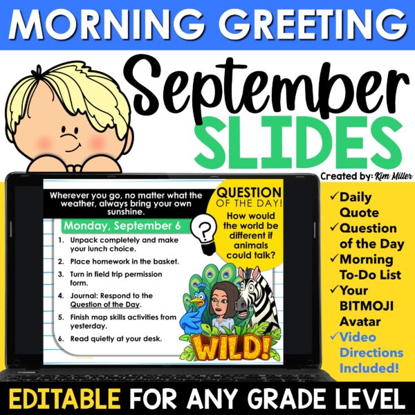 September Morning Meeting Daily Agenda Slides