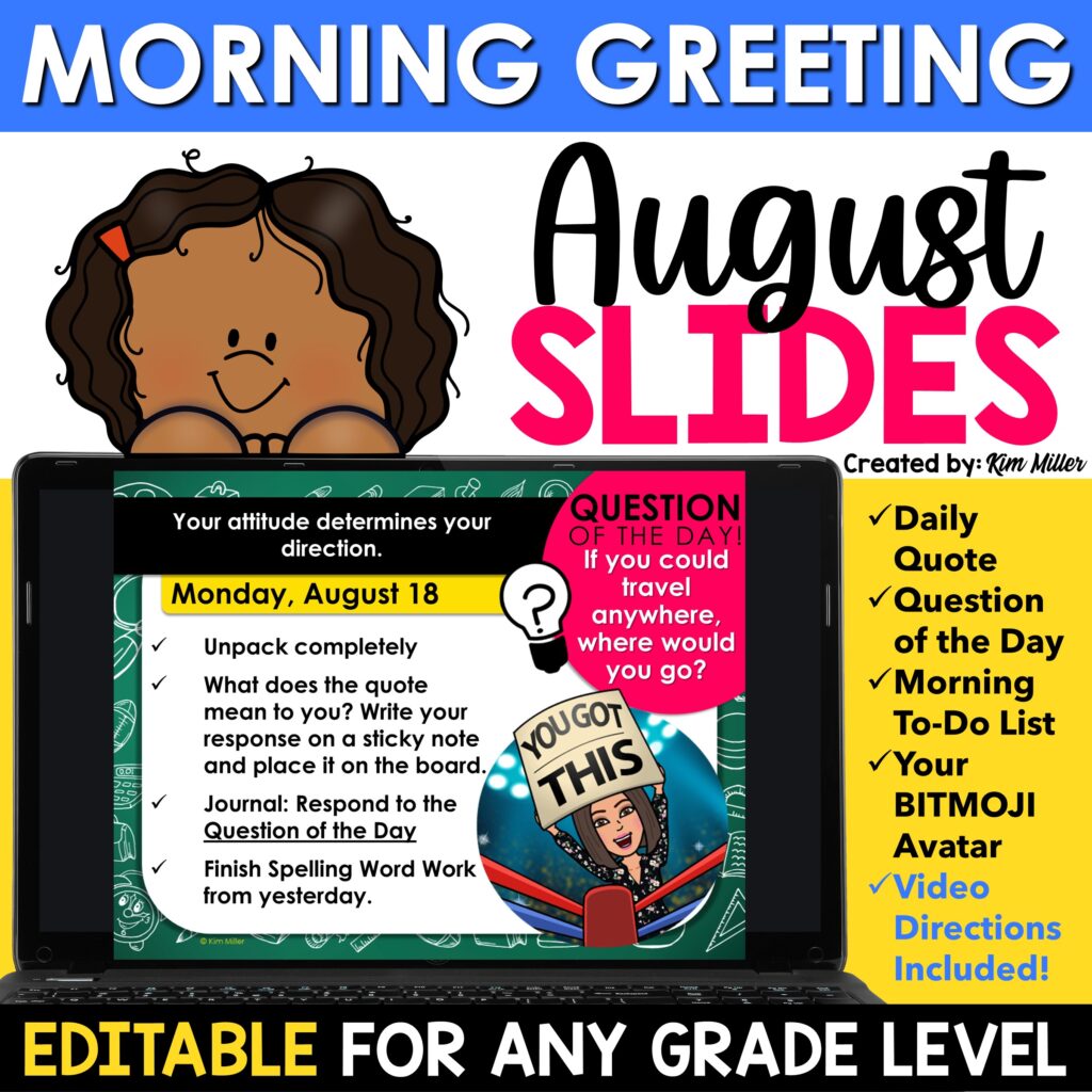 August Morning Meeting Daily Agenda Slides