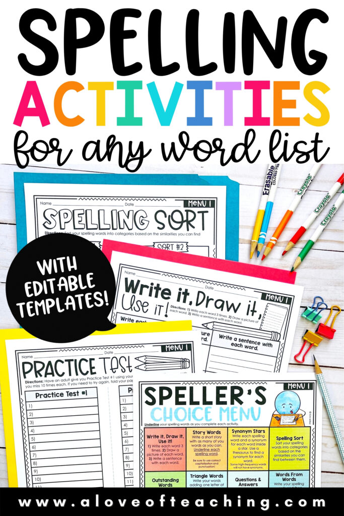 Spelling Activities to Use with Any Word List