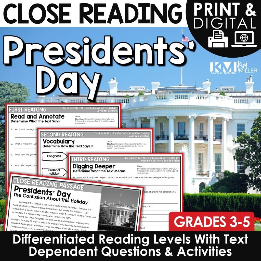 Presidents Day Close Reading