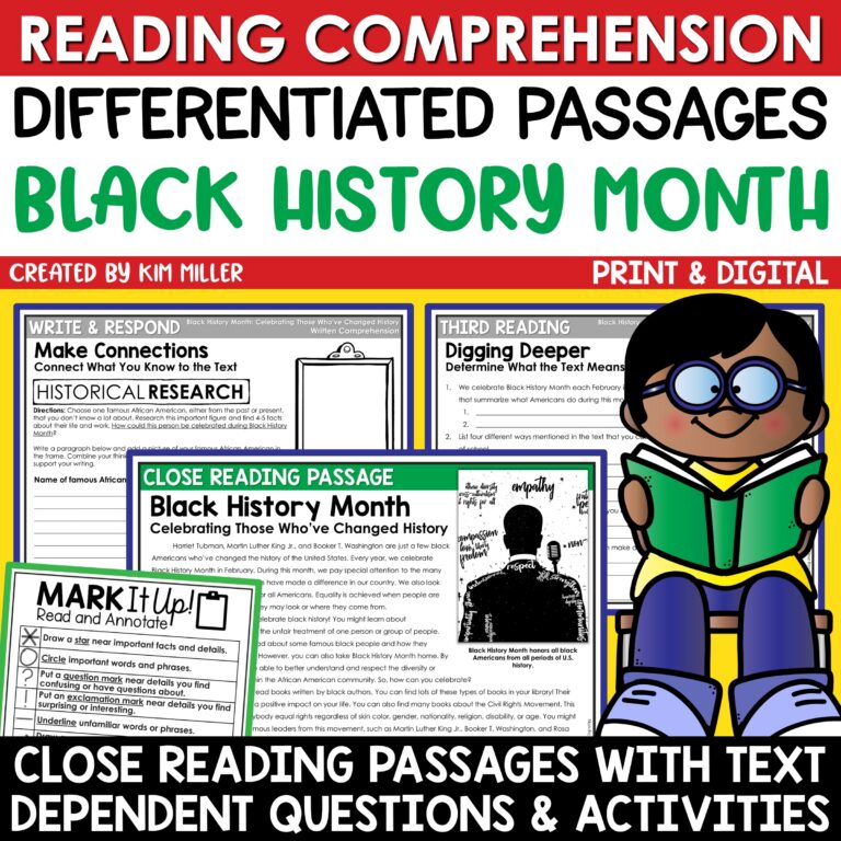 Black History Month Reading Comprehension Passages for 3rd, 4th, and 5th Grade