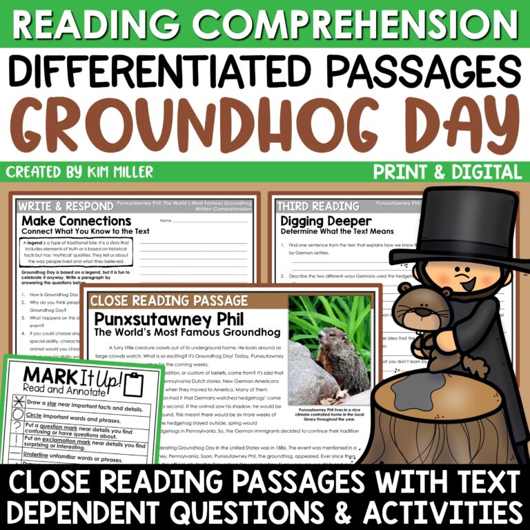 Groundhog Day Reading Comprehension Passages for 3rd, 4th, and 5th Grade