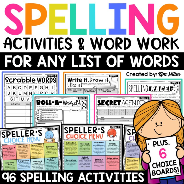 Spelling Word Work Activities for Any Word List