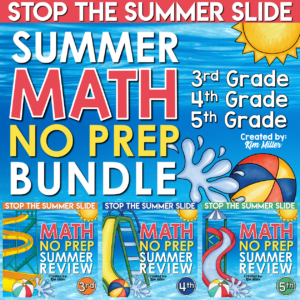Math Review Printable Packet for Summer or Back to School | 3rd, 4th, 5th Grade BUNDLE