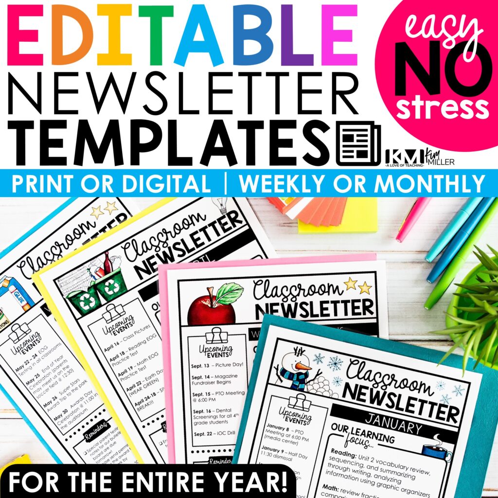 Classroom Newsletter Editable Templates