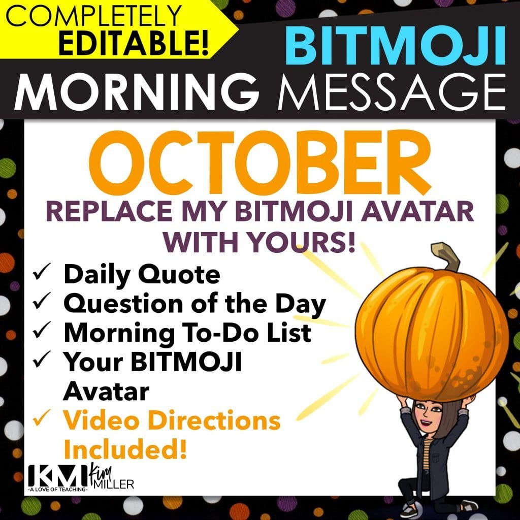 Easily start your day with organization and routine using the October BITMOJI Morning MEssages