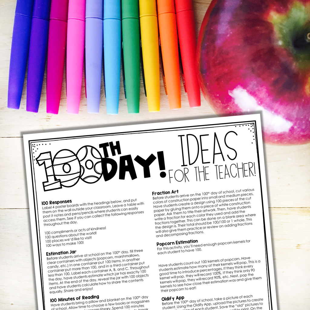 100th Day of School Ideas for Teachers
