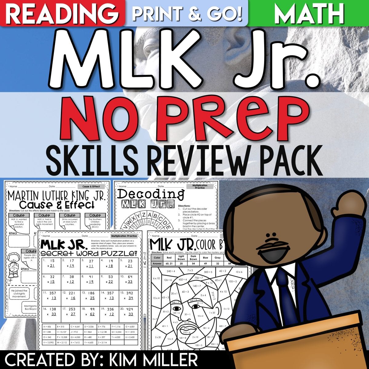 Martin Luther King Jr Reading and Math Activities