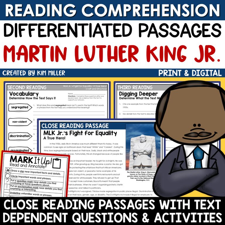 Martin Luther King Jr. Reading Comprehension Passages for 3rd, 4th, and 5th Grade