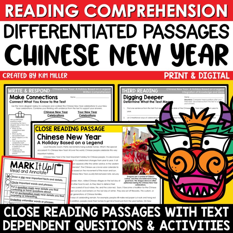 Chinese New Year Reading Comprehension Passages for 3rd, 4th, and 5th Grade