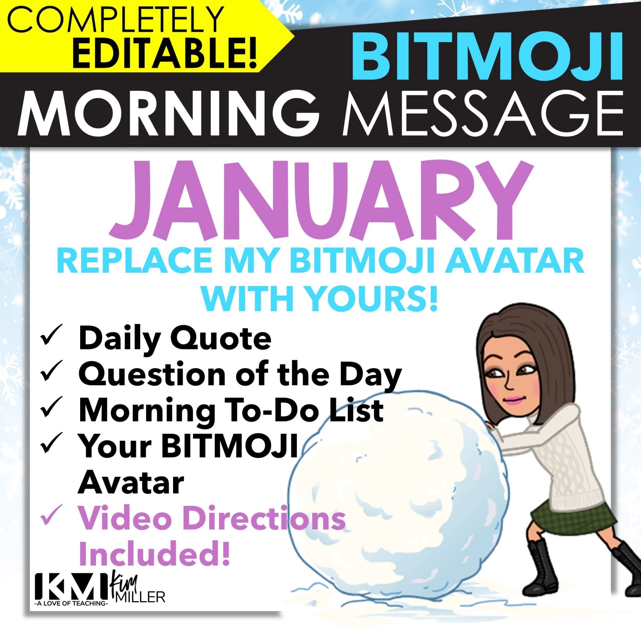 January Bitmoji Morning Slides Morning Messages