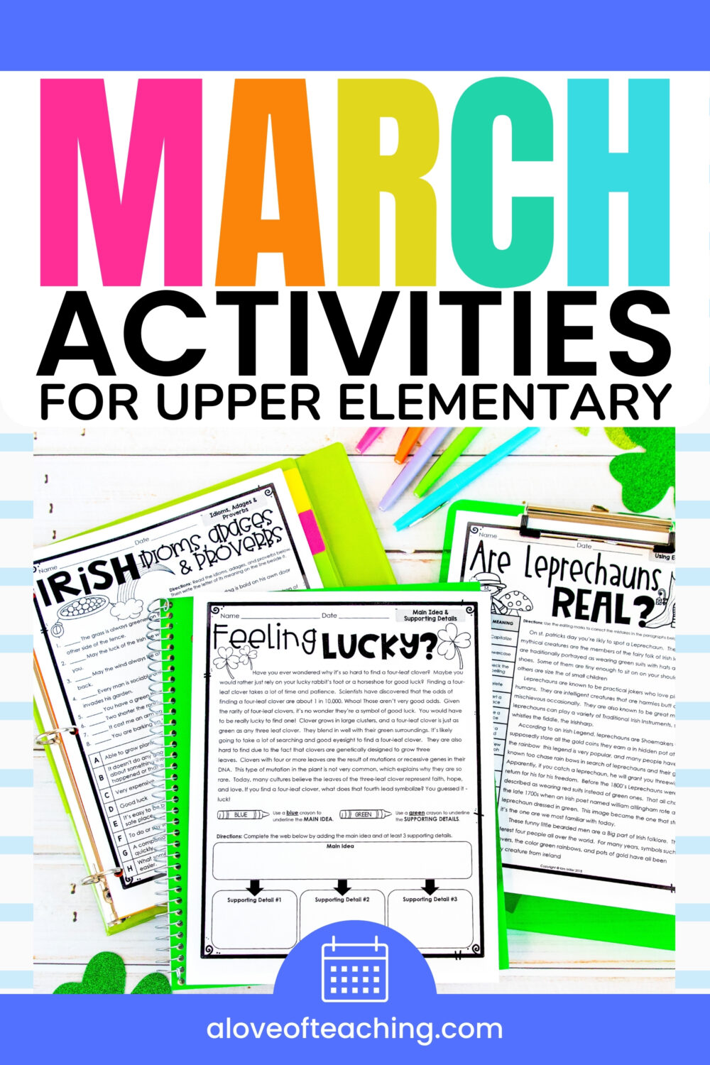 March St. Patrick's Day Activities for Upper Elementary 3rd 4th 5th Grades