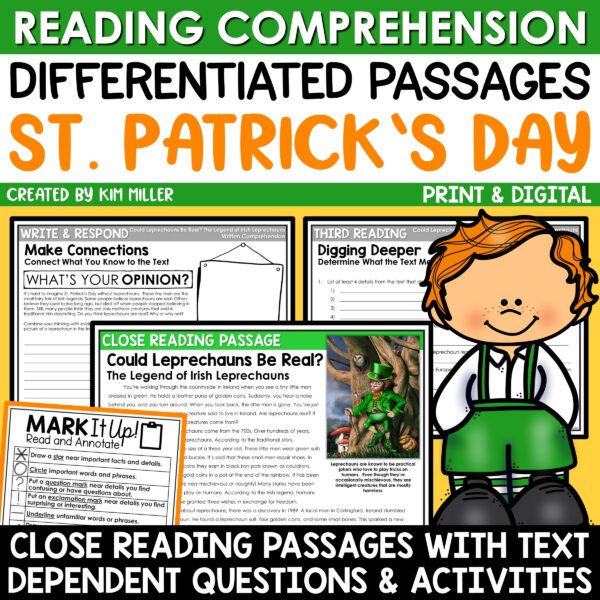 St. Patrick's Day Reading Comprehension Passages for 3rd, 4th, and 5th Grade