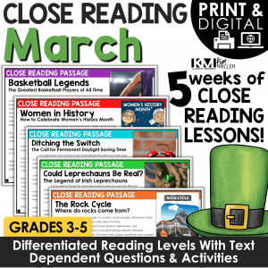 Close Reading Comprehension Passages St. Patrick’s Day Activities March Bundle