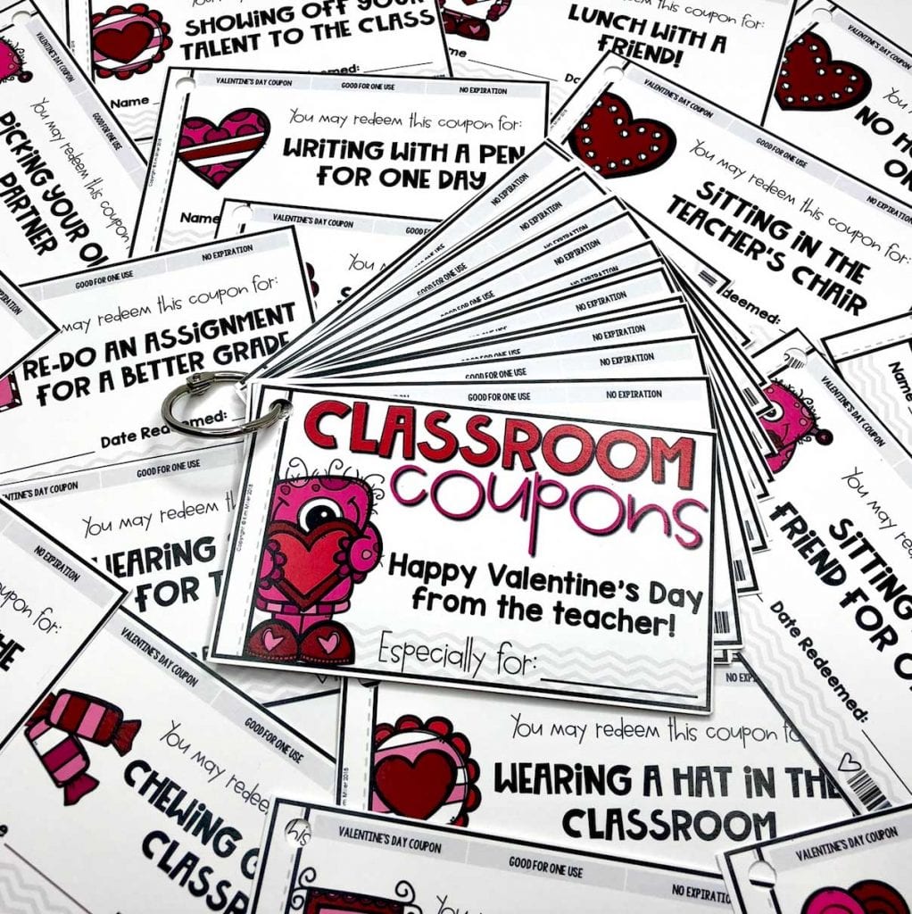 Student Valentine from teacher classroom coupons