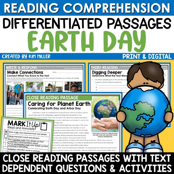 Earth Day Activities Reading Comprehension Passages for 3rd, 4th, and 5th Grade