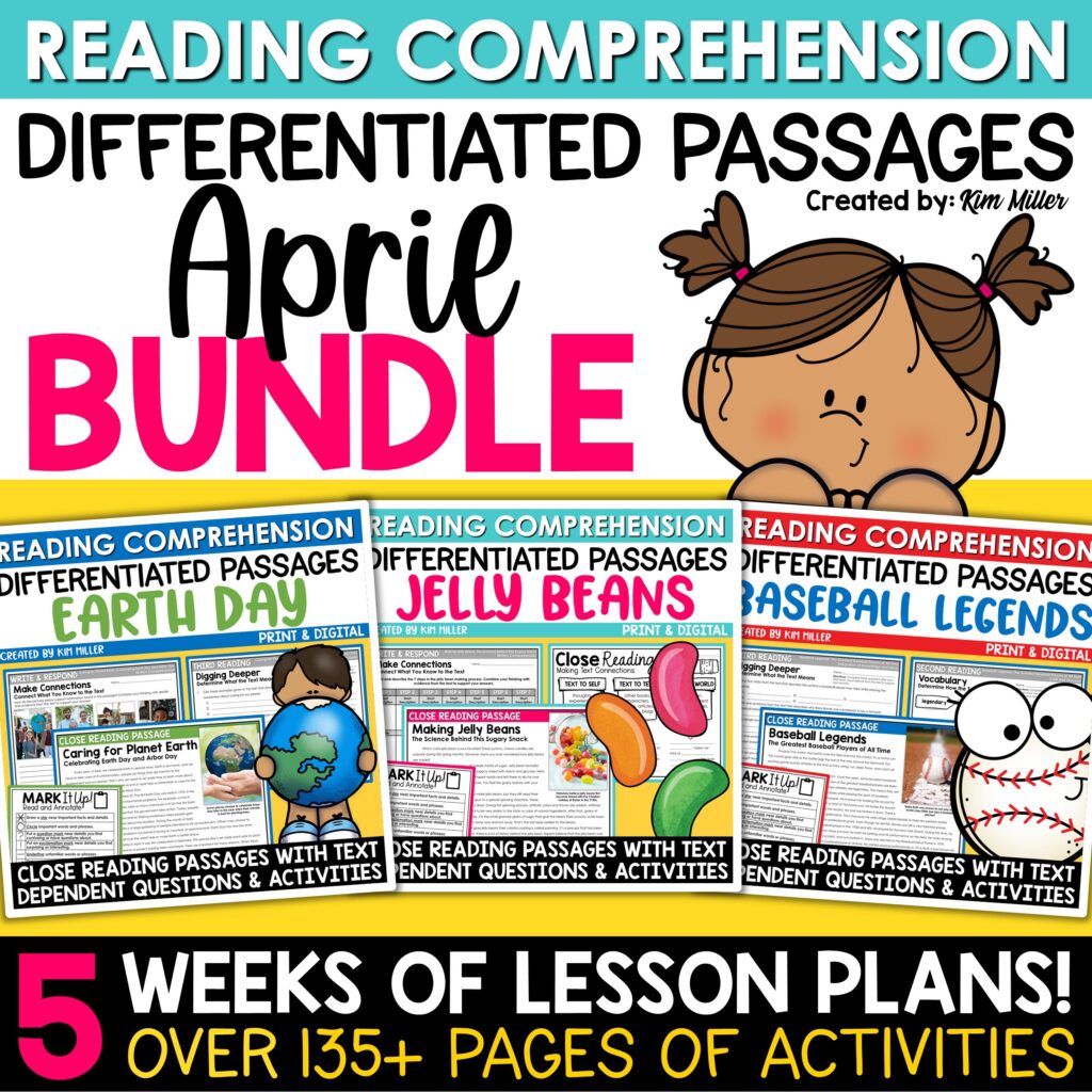 Spring Easter Reading Comprehension Passages for 3rd, 4th, and 5th Grade