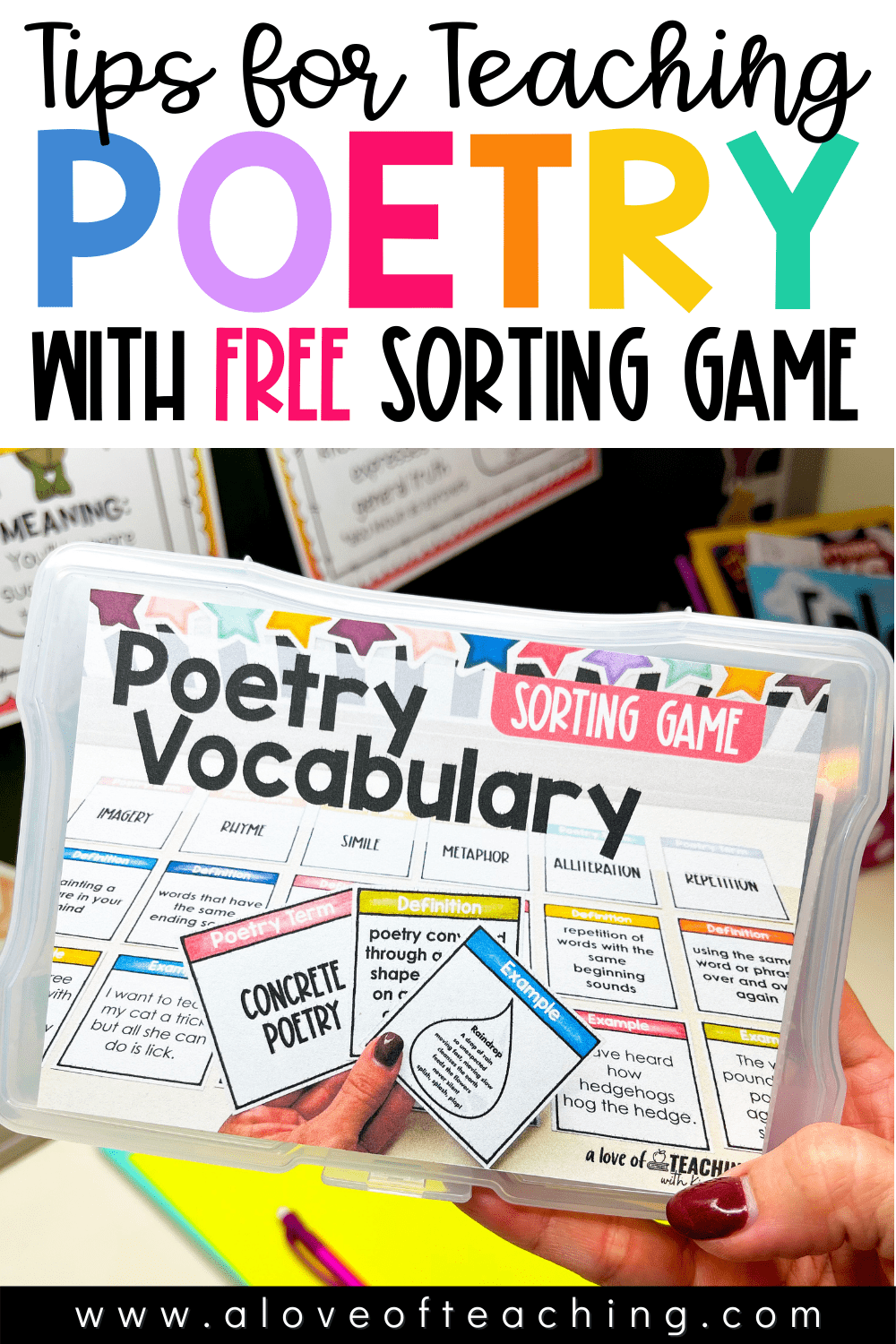 Tips for Teaching Poetry with Free Poetry Vocabulary Game