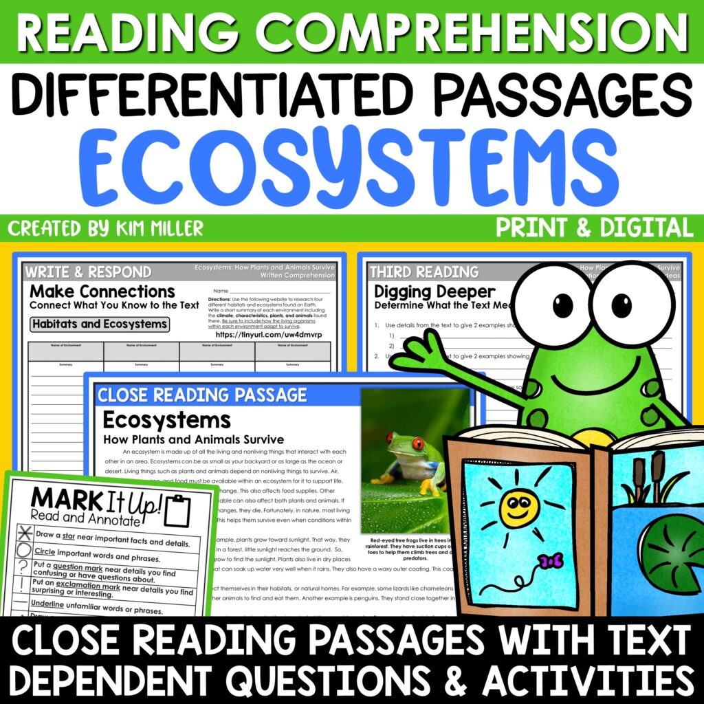 Ecosystems Reading Comprehension Passages for 3rd, 4th, and 5th Grade